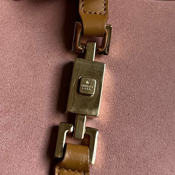 Vintage Y2K Gucci Bardot Jackie Purse Bag Pink Suede Blush Tan - Picture 10 of 15